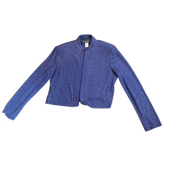 Alex Evenings Dressy Sparkle/Shimmer Statement Jacket Sz 18 Purple #222P - Picture 7 of 9
